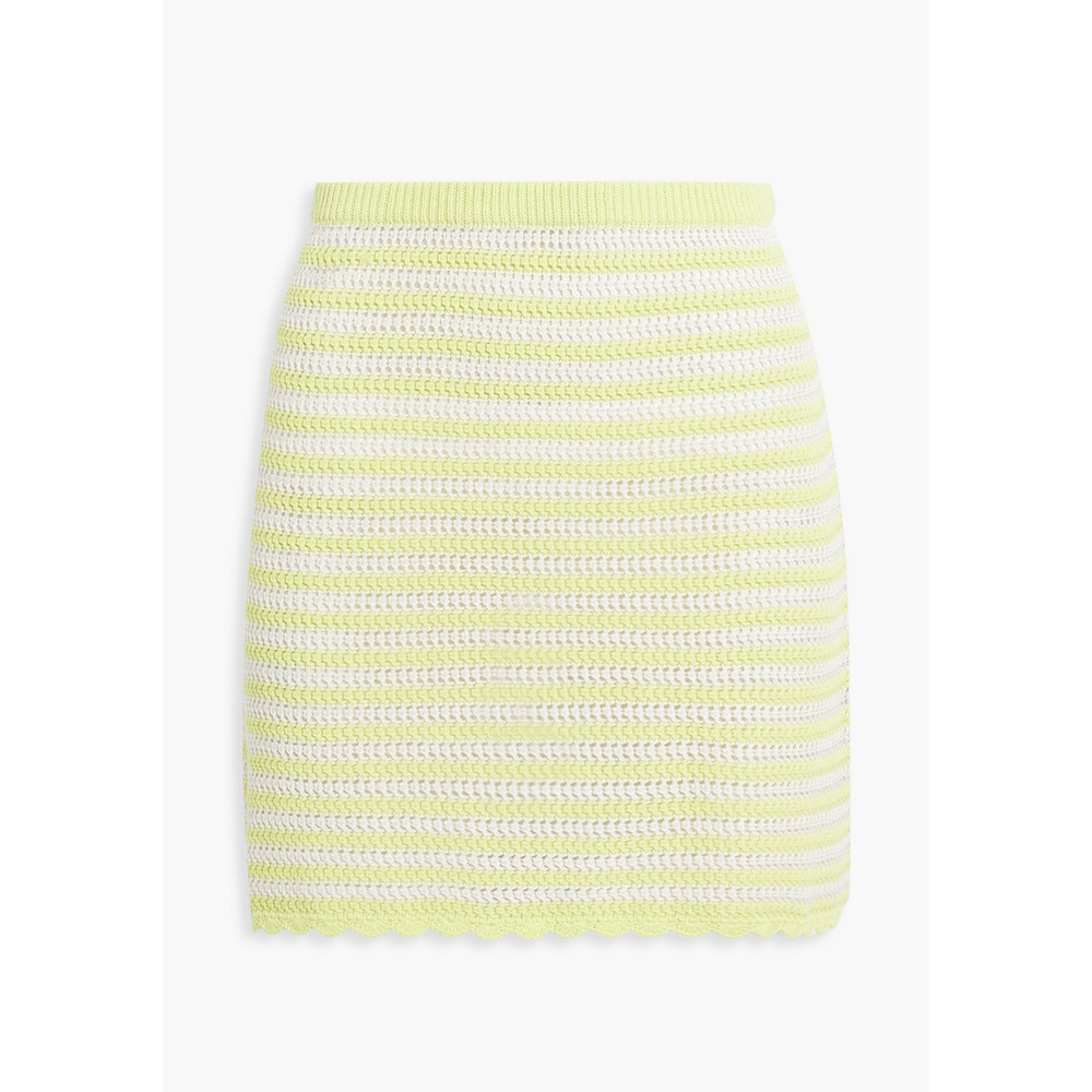 Alexachung Striped Crochet-Knit Cotton Mini Skirt Size S